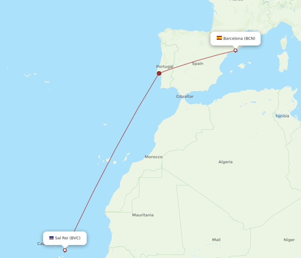 BCN-BVC flight routes