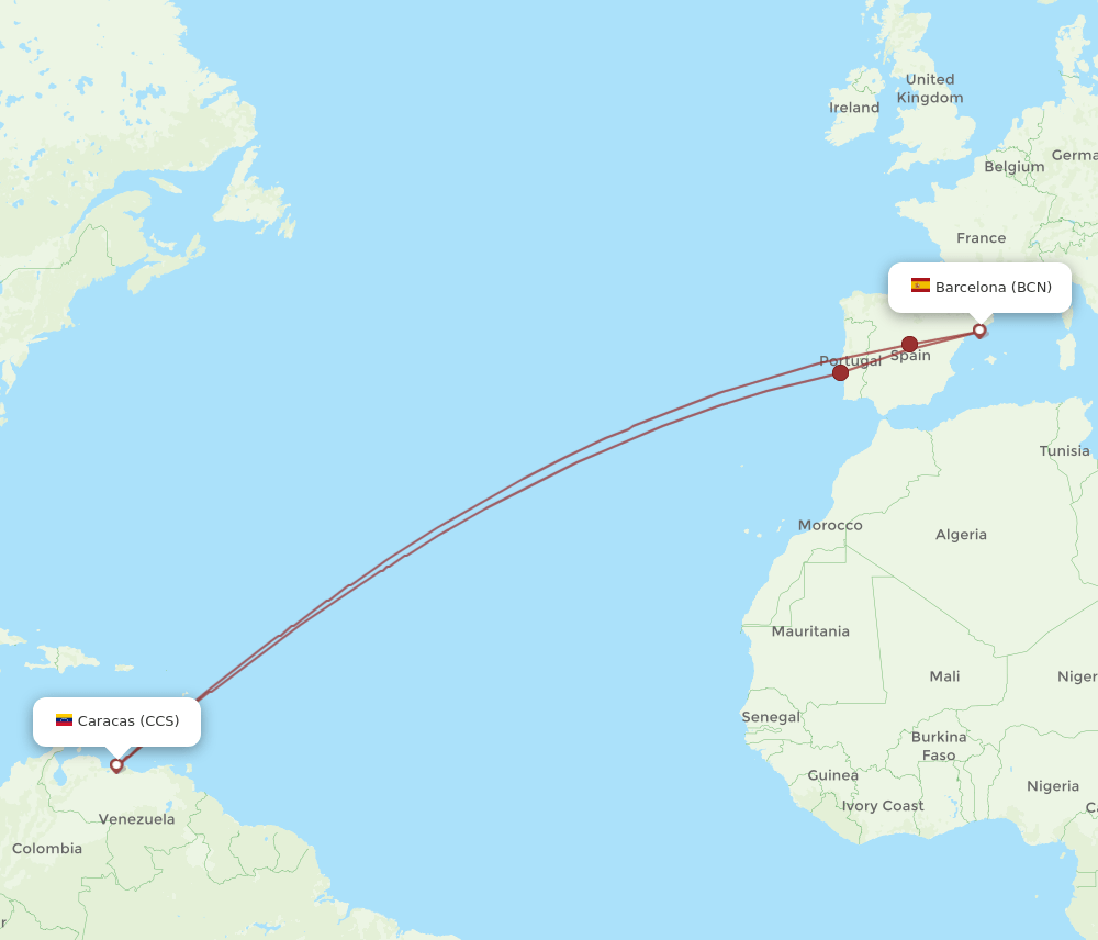 BCN-CCS flight routes