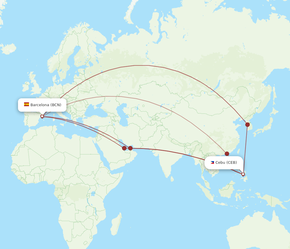 BCN-CEB flight routes
