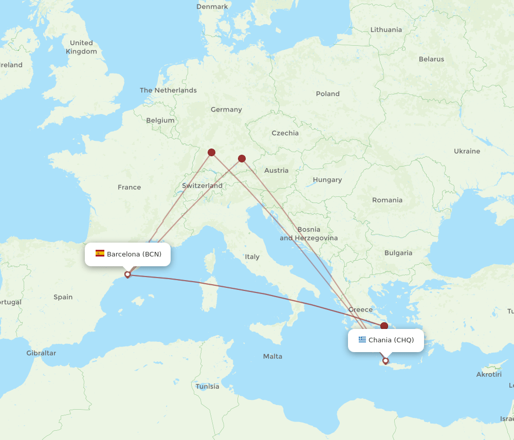 BCN-CHQ flight routes