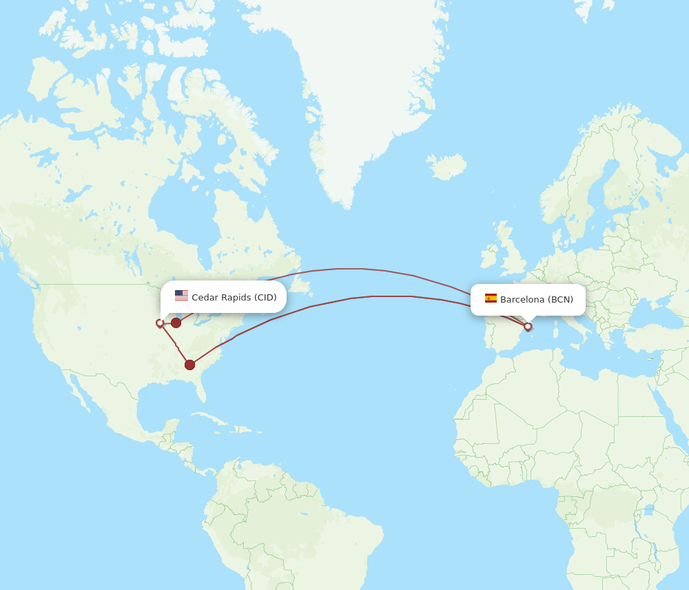 BCN-CID flight routes