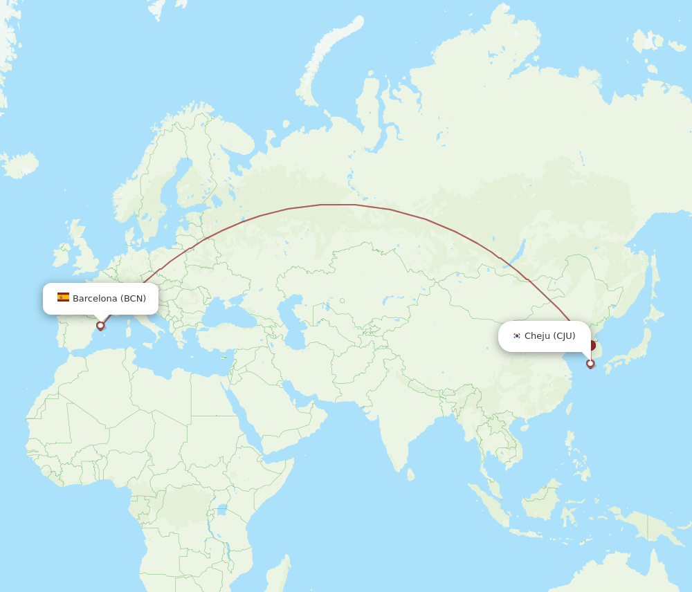 BCN-CJU flight routes