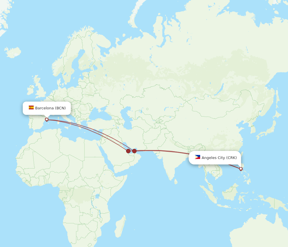 BCN to CRK flights and routes map