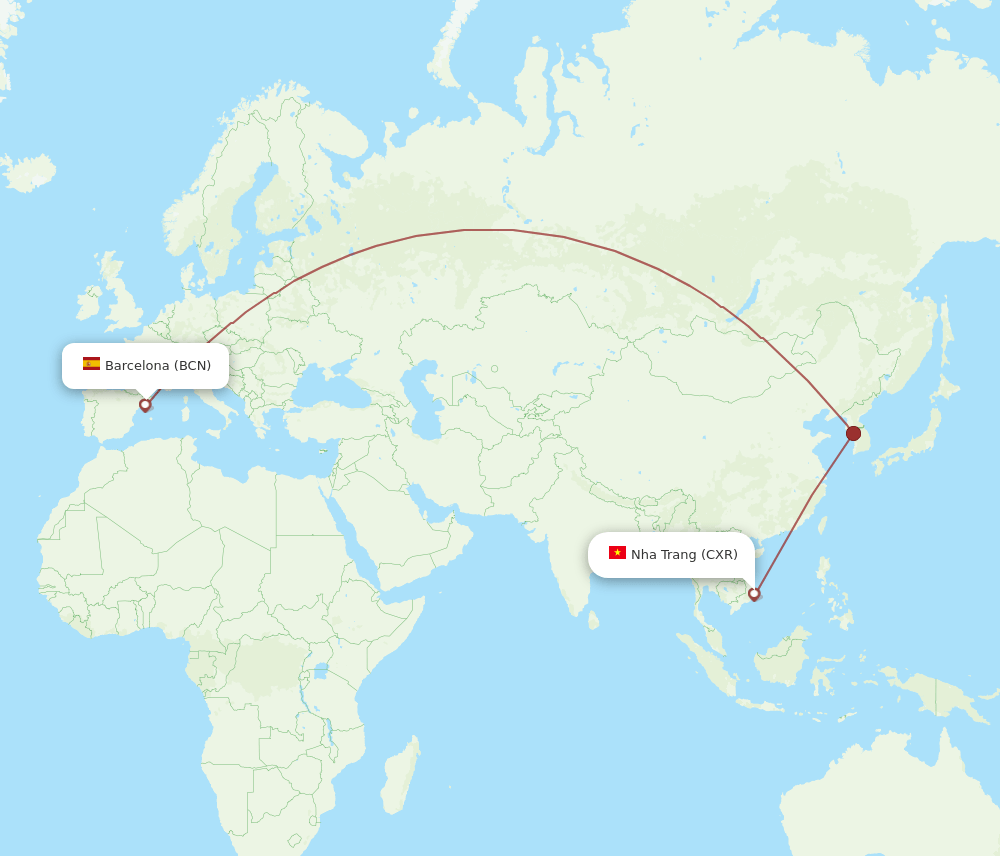 BCN-CXR flight routes