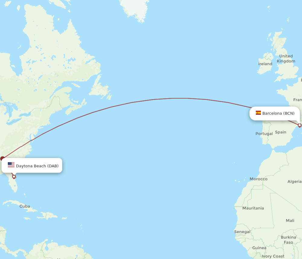 BCN-DAB flight routes