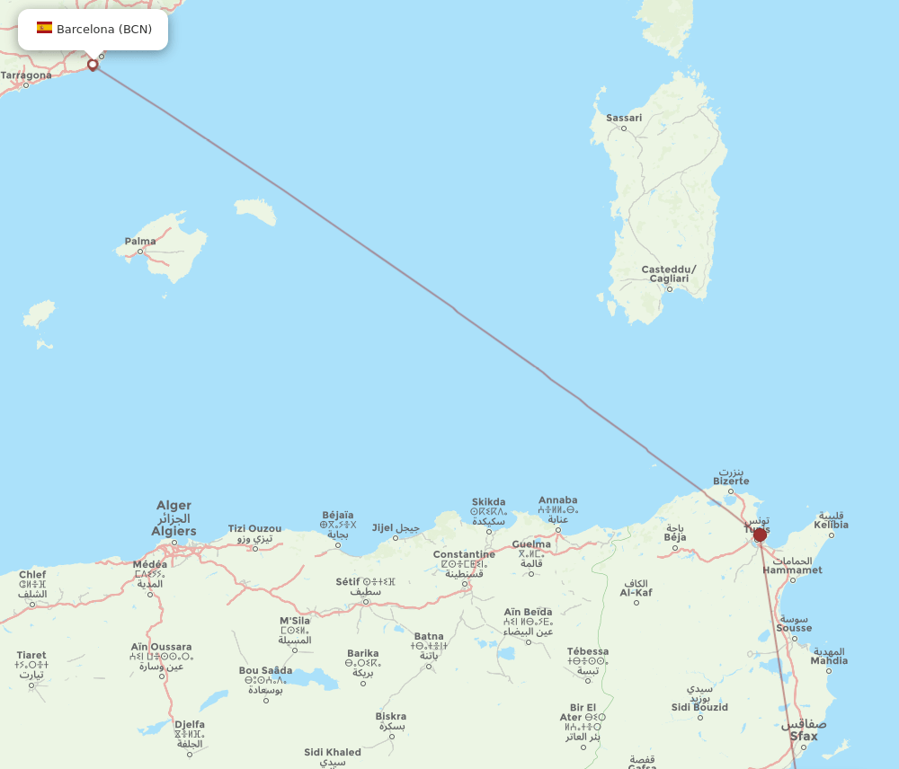 BCN-DJE flight routes