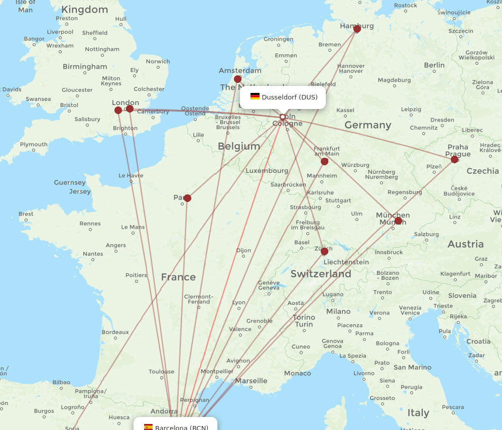 BCN-DUS flight routes