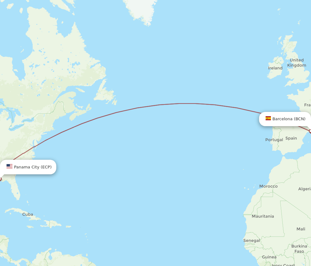 BCN-ECP flight routes