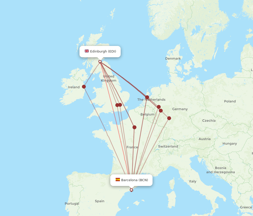 BCN-EDI flight routes