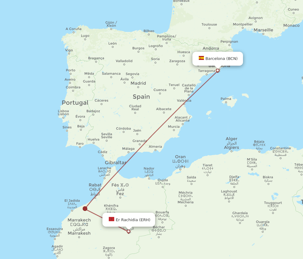 BCN-ERH flight routes