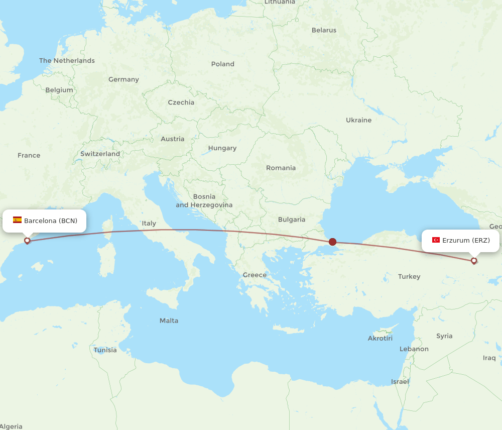 BCN-ERZ flight routes