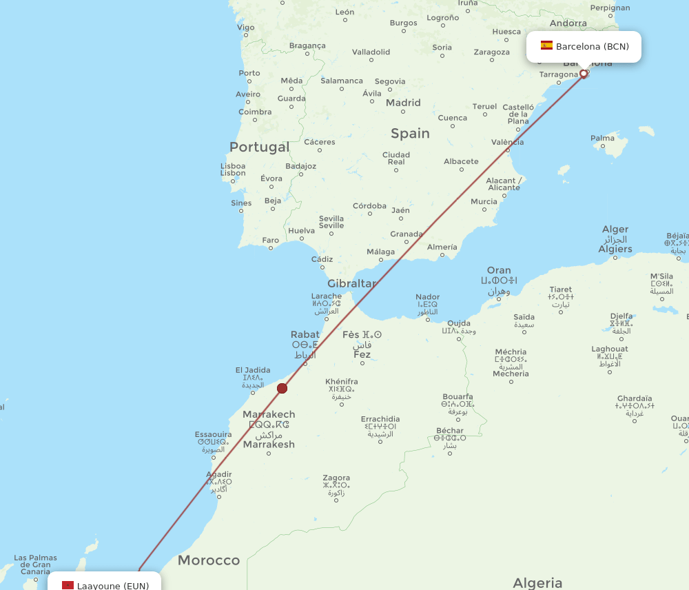 BCN-EUN flight routes