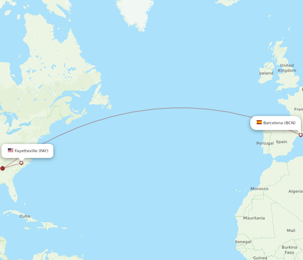 BCN-FAY flight routes