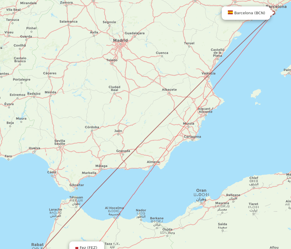 BCN-FEZ flight routes
