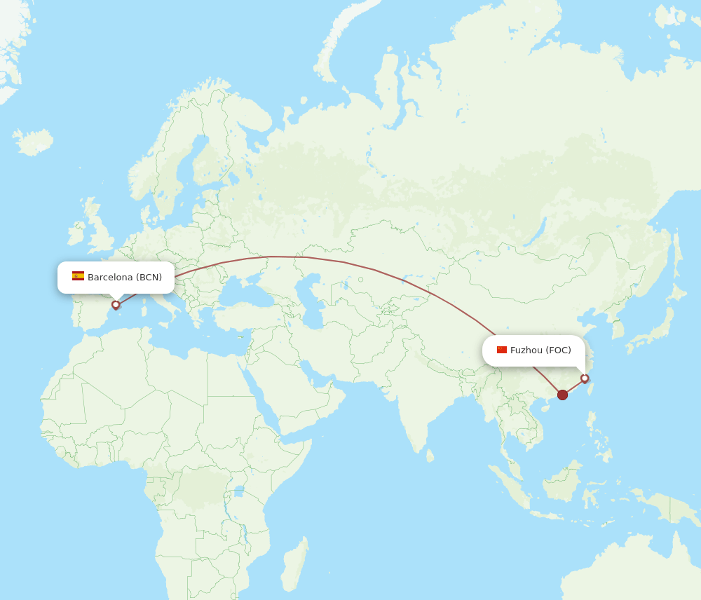 BCN-FOC flight routes