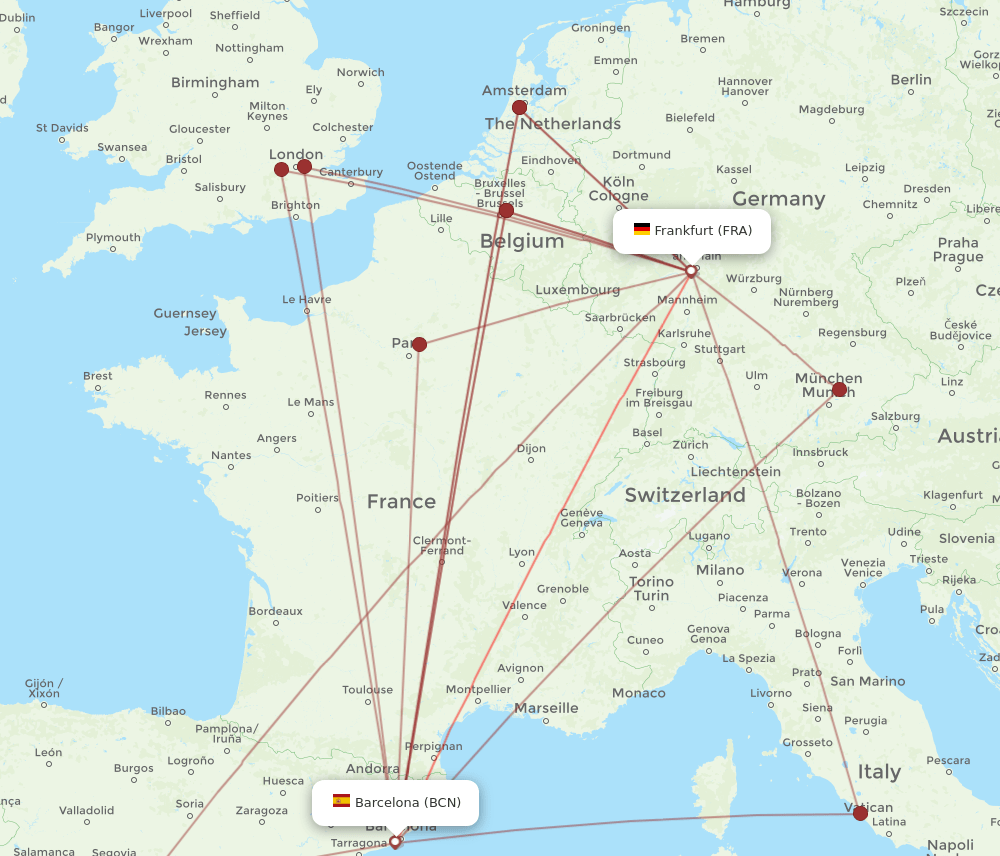 BCN-FRA flight routes
