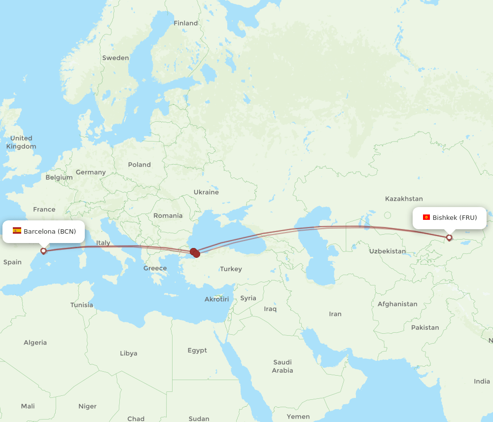 BCN-FRU flight routes