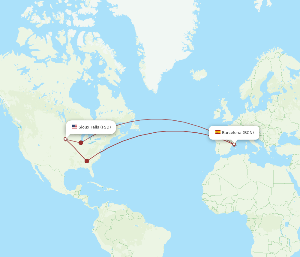 BCN-FSD flight routes