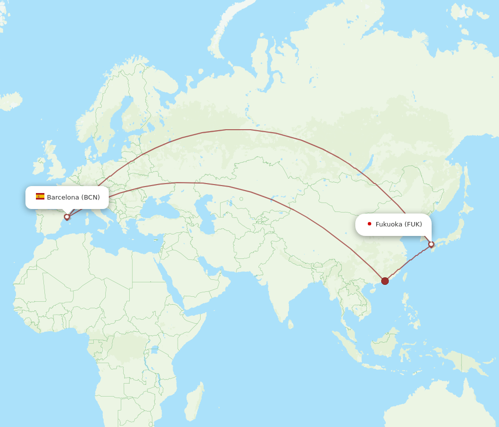 BCN-FUK flight routes
