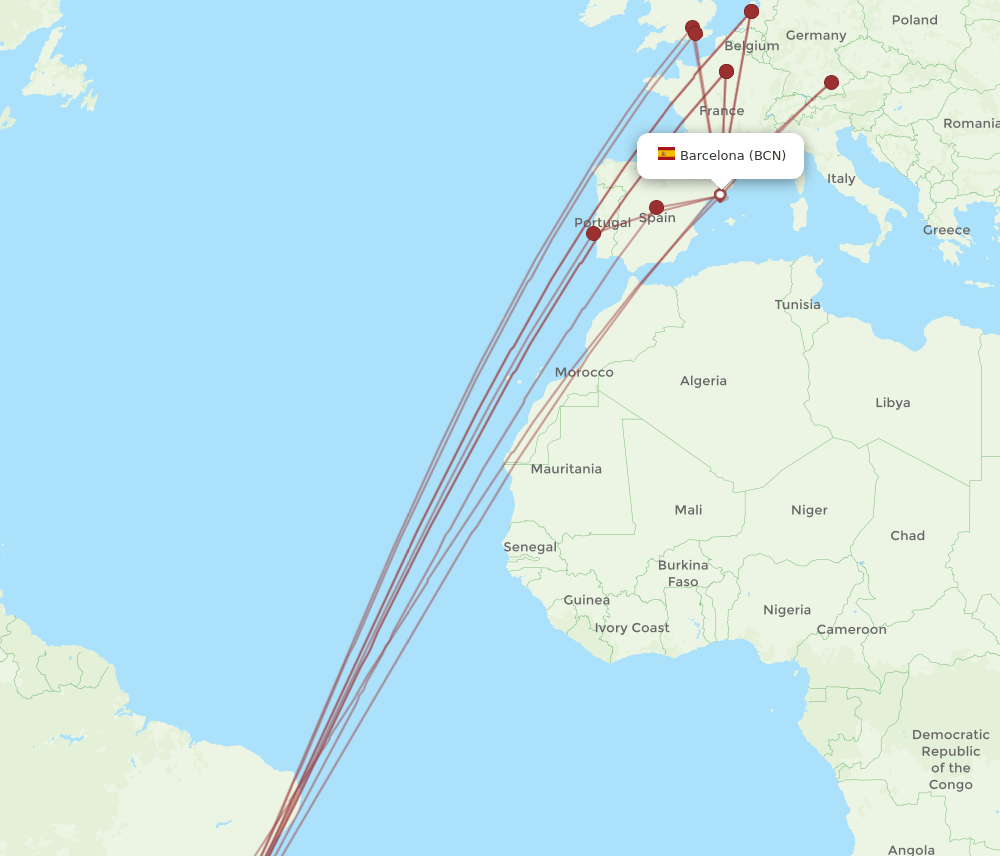 BCN-GIG flight routes