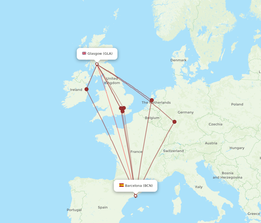 BCN-GLA flight routes