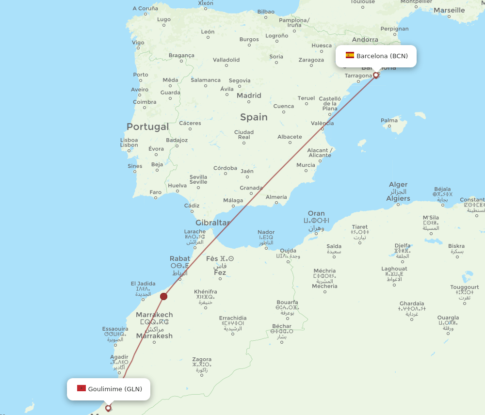 BCN-GLN flight routes