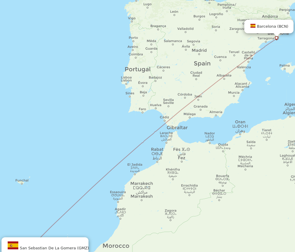 BCN-GMZ flight routes