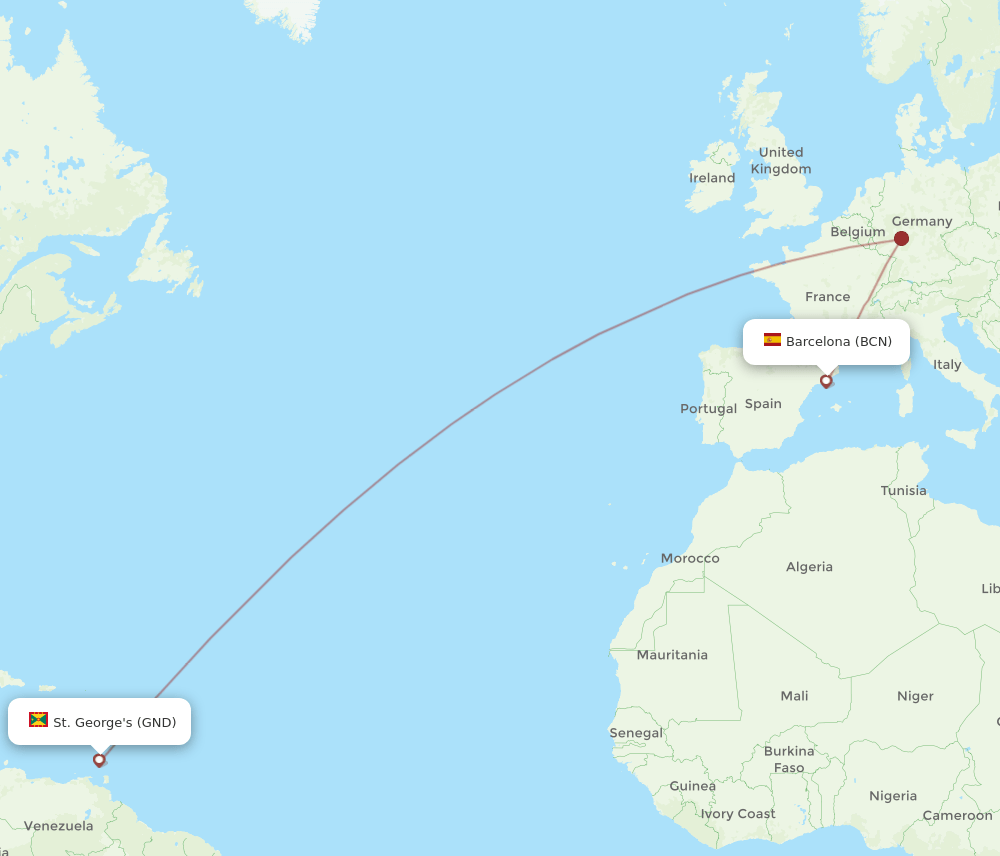BCN-GND flight routes