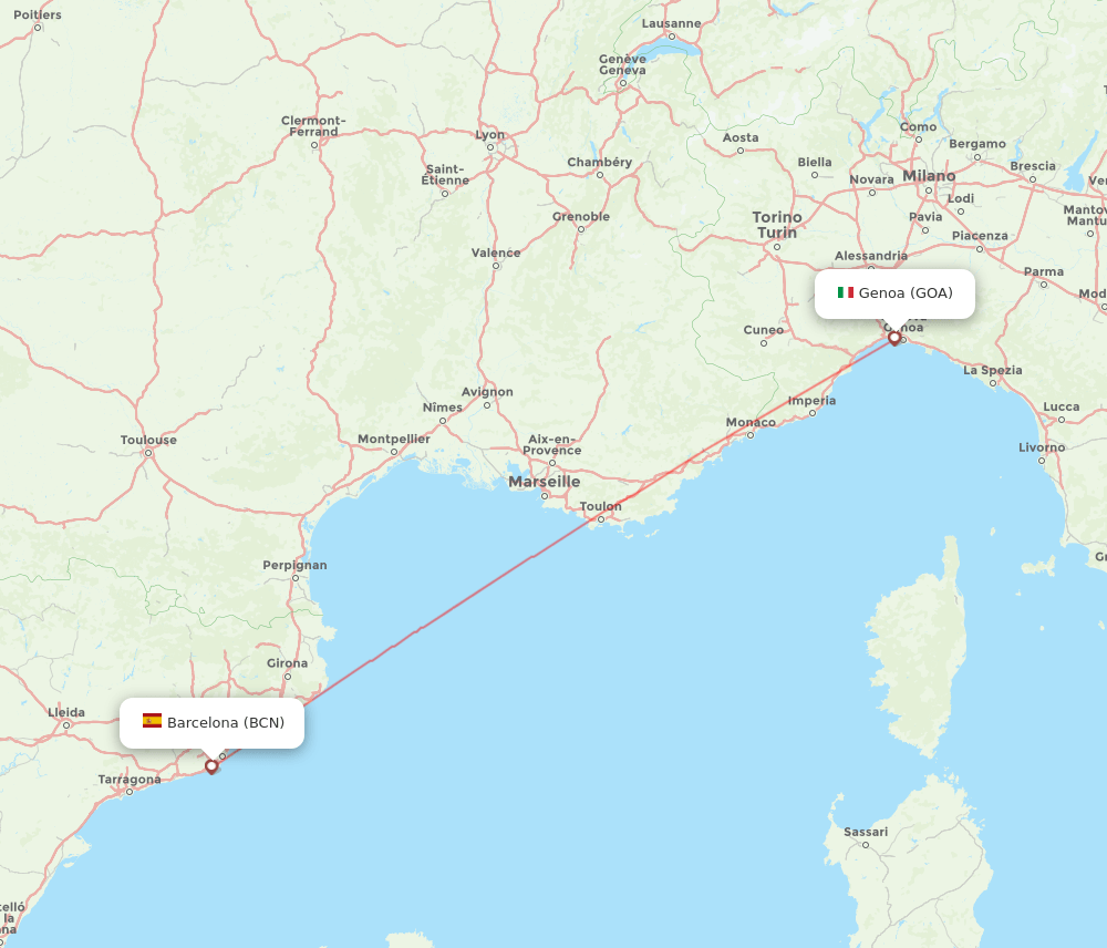 BCN-GOA flight routes