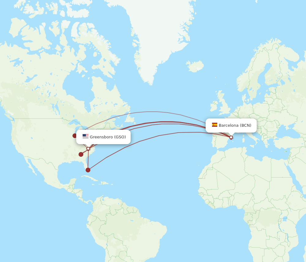 BCN-GSO flight routes