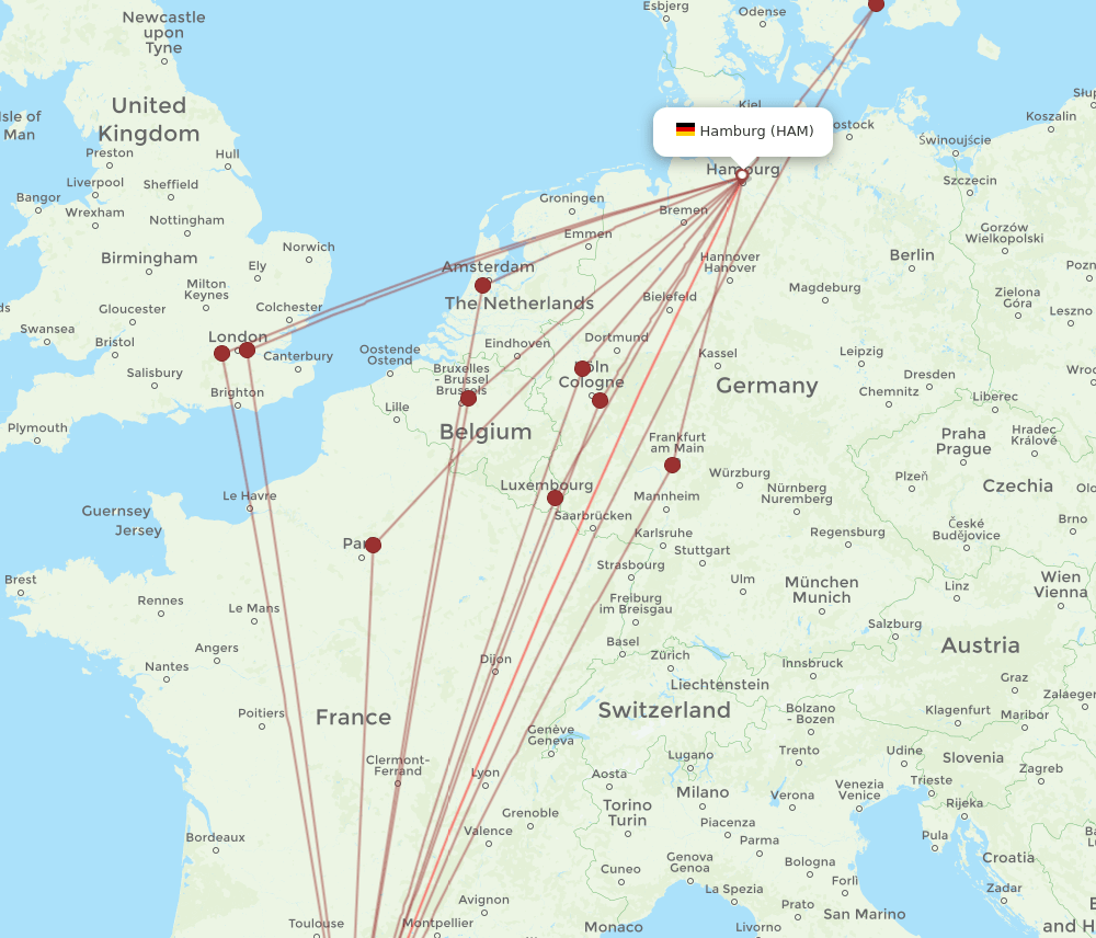 BCN-HAM flight routes