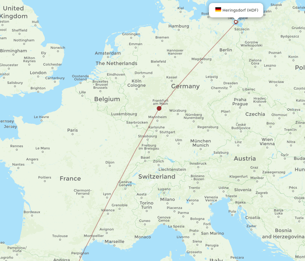 BCN-HDF flight routes