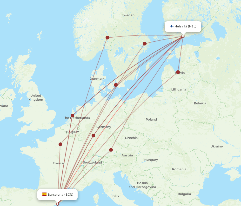 BCN-HEL flight routes