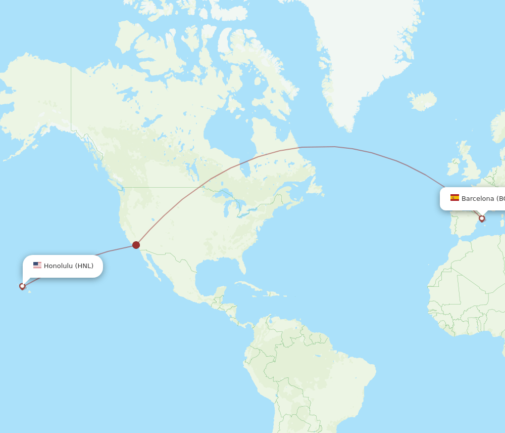 BCN-HNL flight routes