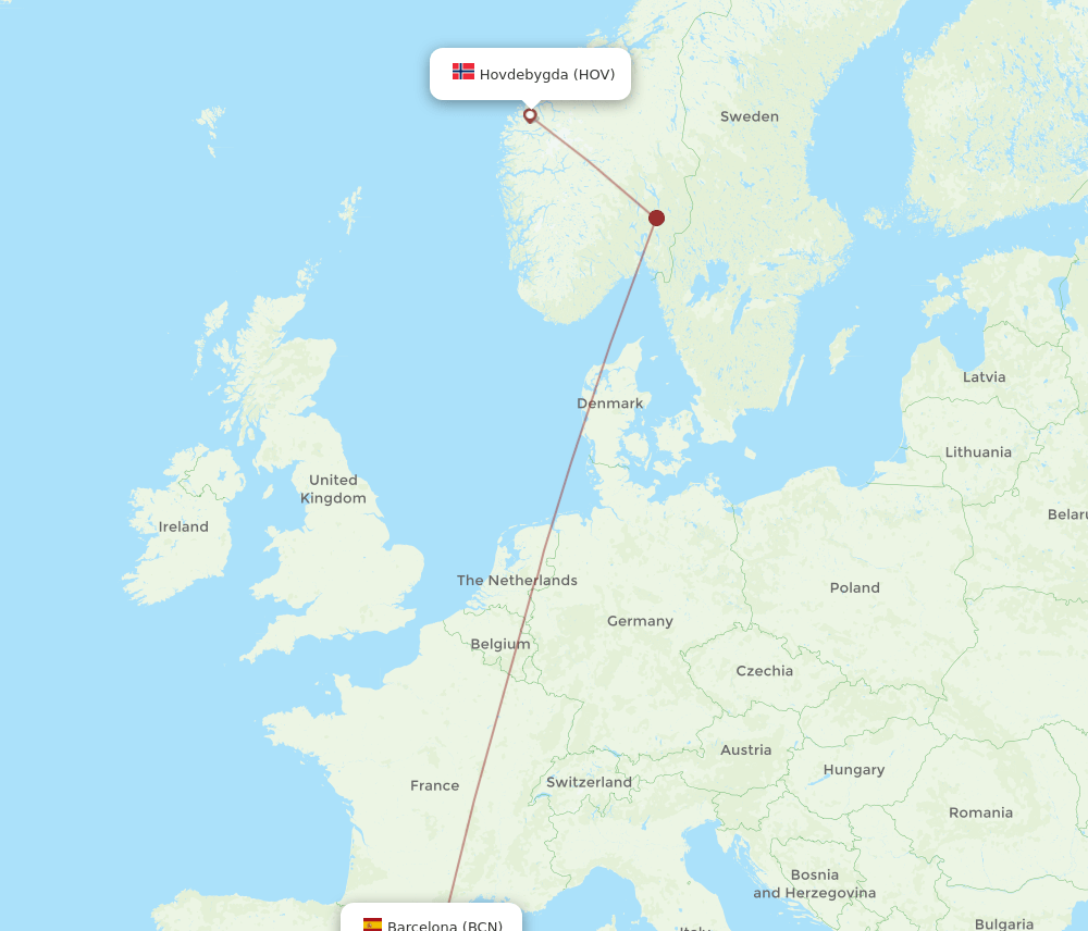 BCN-HOV flight routes