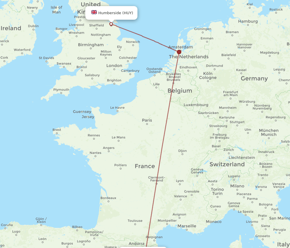 BCN-HUY flight routes