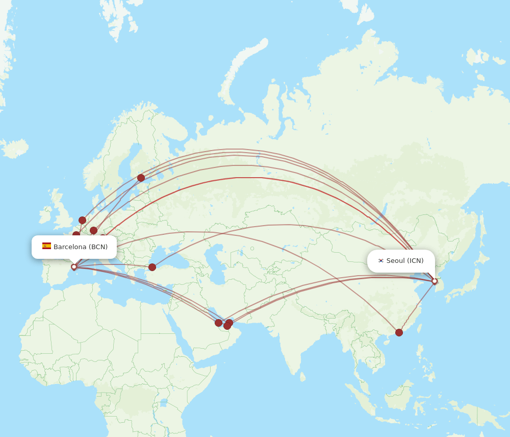 BCN-ICN flight routes