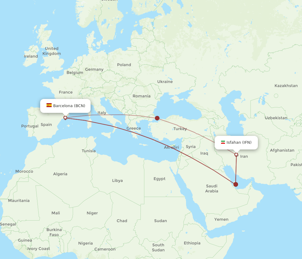 BCN-IFN flight routes