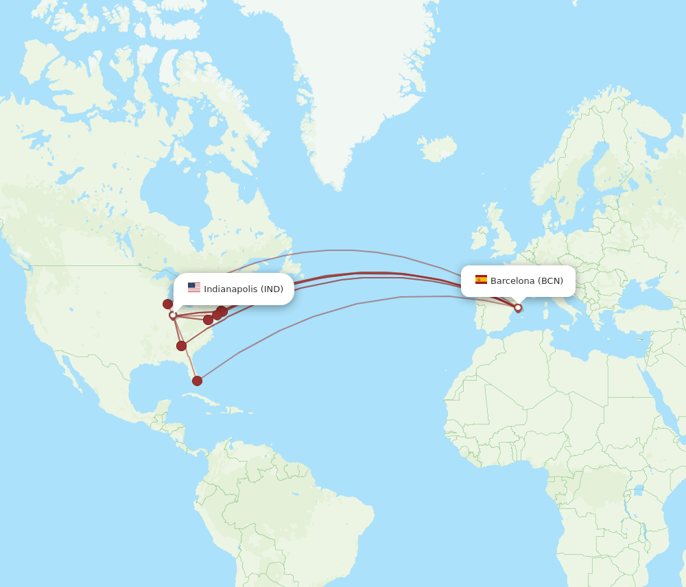 BCN-IND flight routes