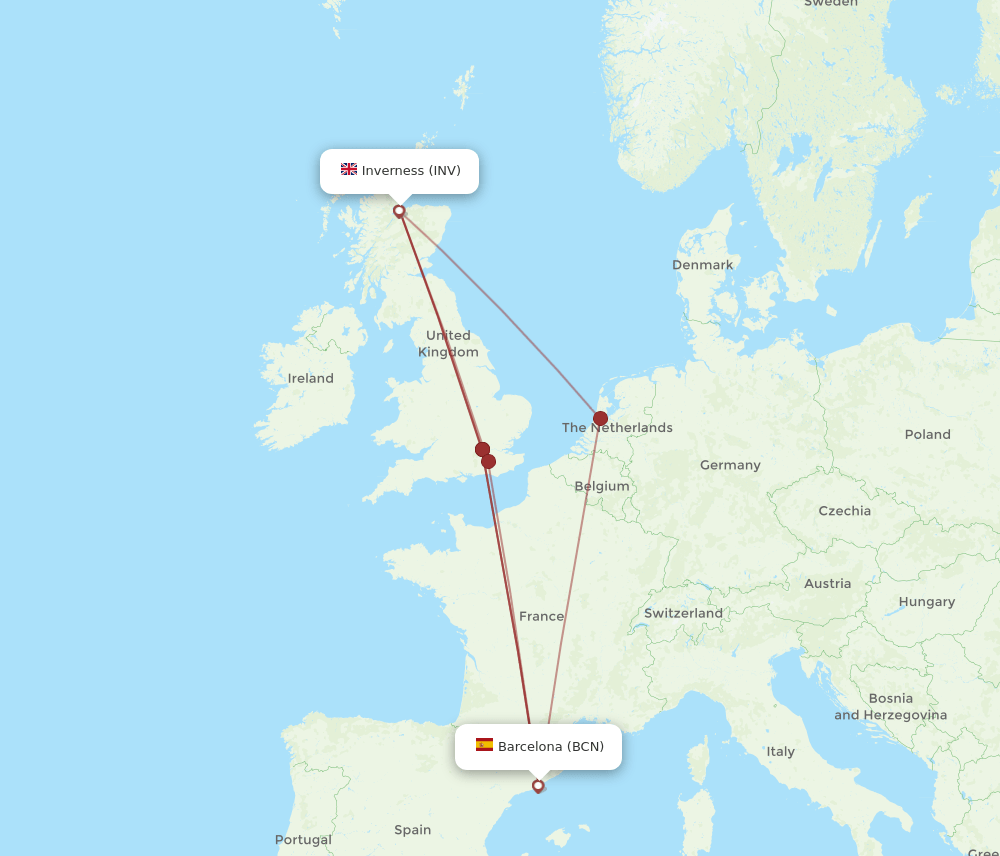 BCN-INV flight routes