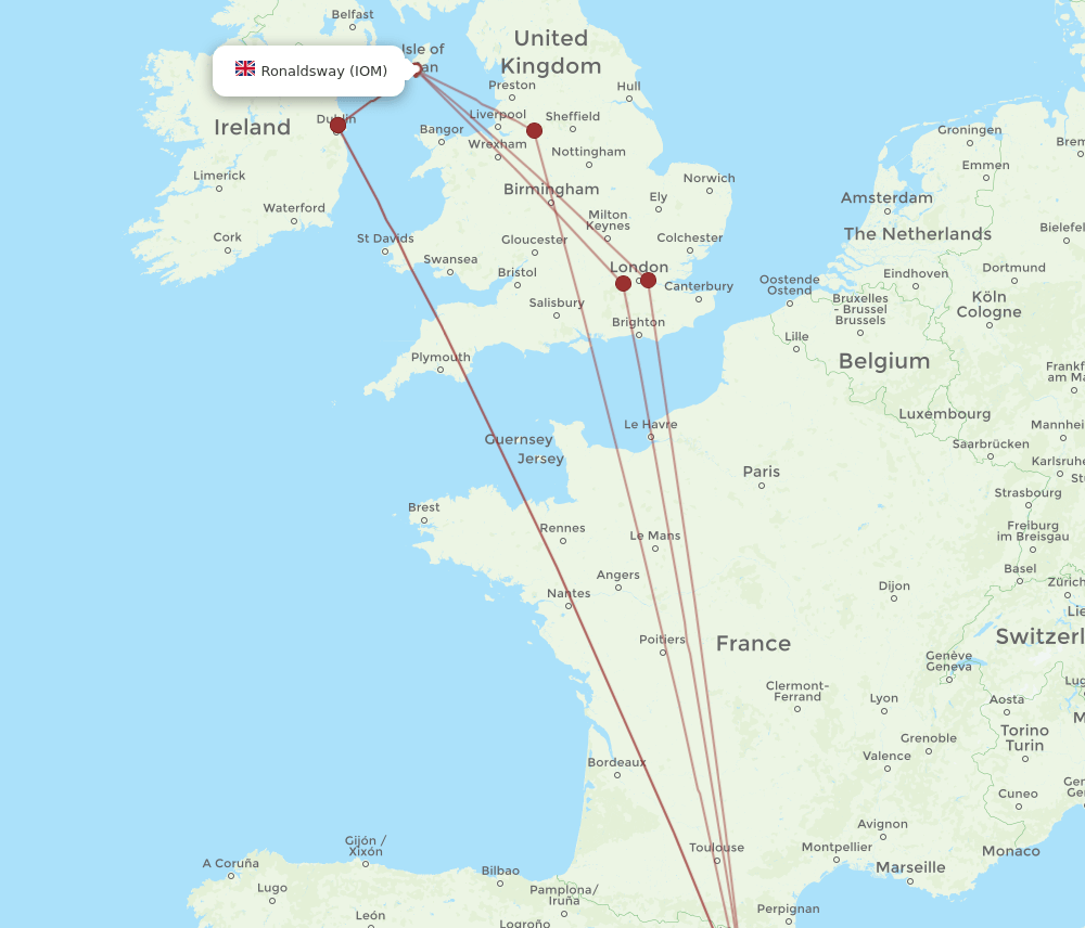BCN-IOM flight routes
