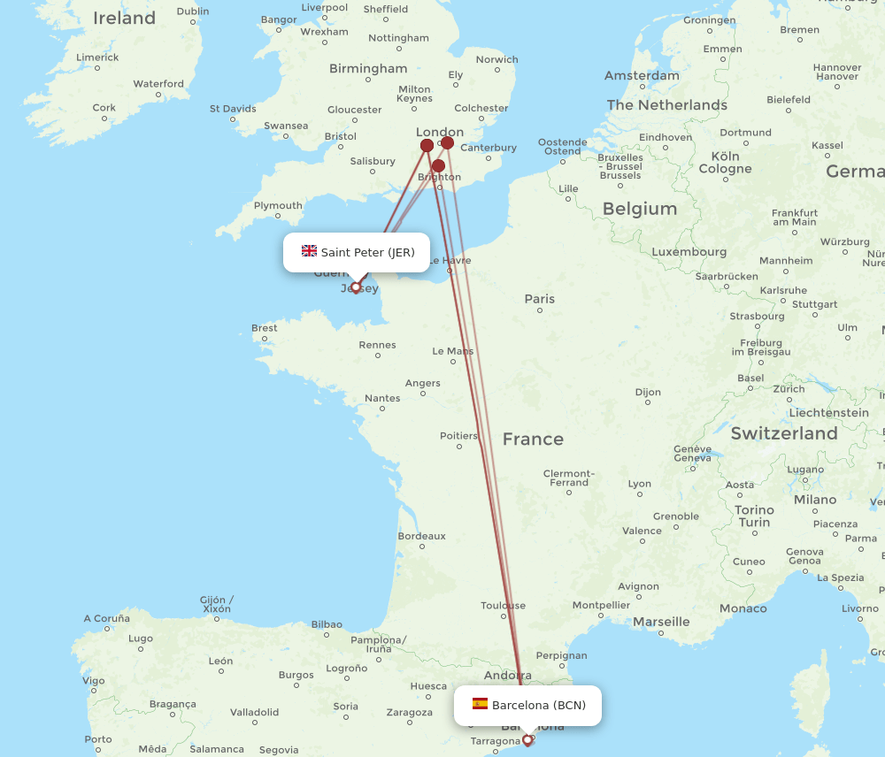 BCN-JER flight routes