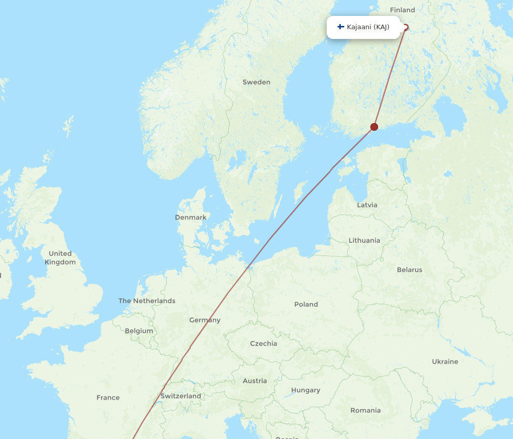 BCN-KAJ flight routes