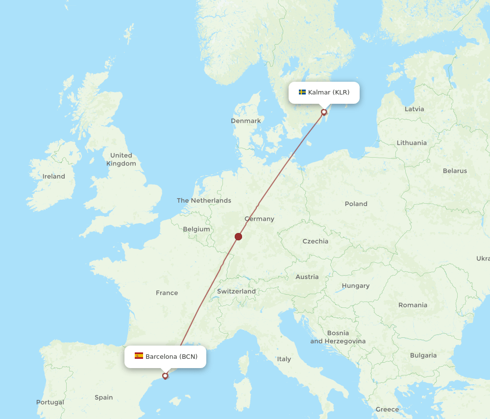 BCN-KLR flight routes