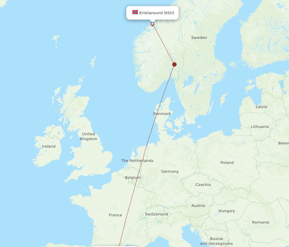 BCN-KSU flight routes