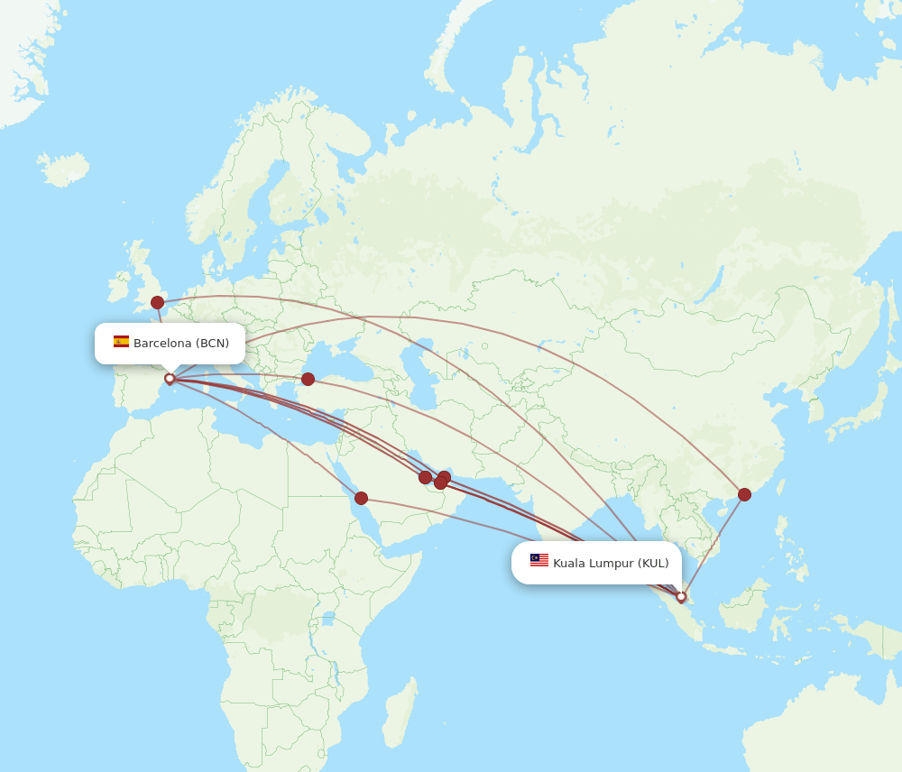 BCN-KUL flight routes