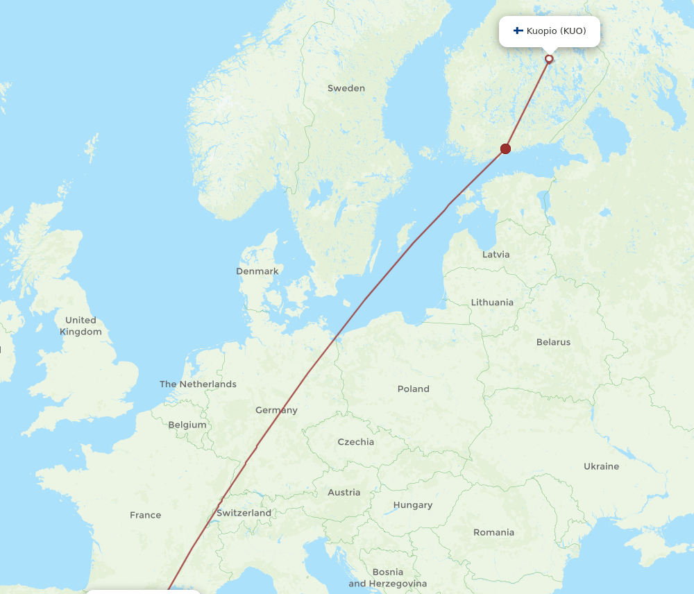 BCN-KUO flight routes
