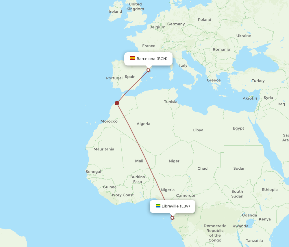 BCN-LBV flight routes