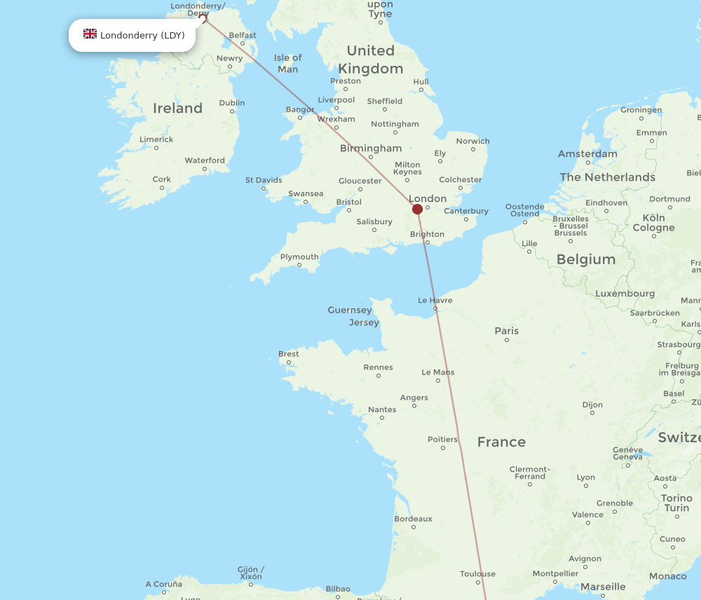 BCN-LDY flight routes
