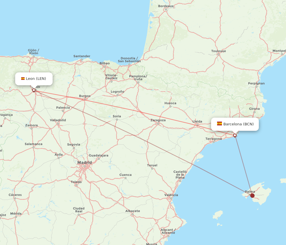 BCN-LEN flight routes